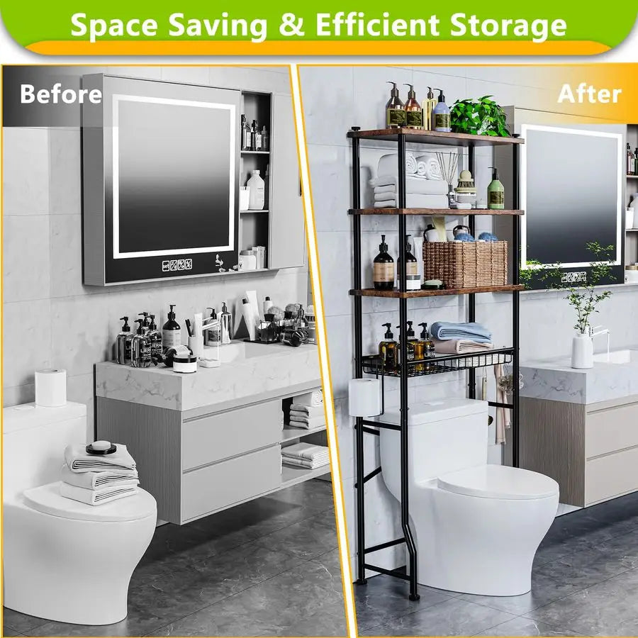 Over Toilet 4 Tier Storage Shelf Bathroom Organizer