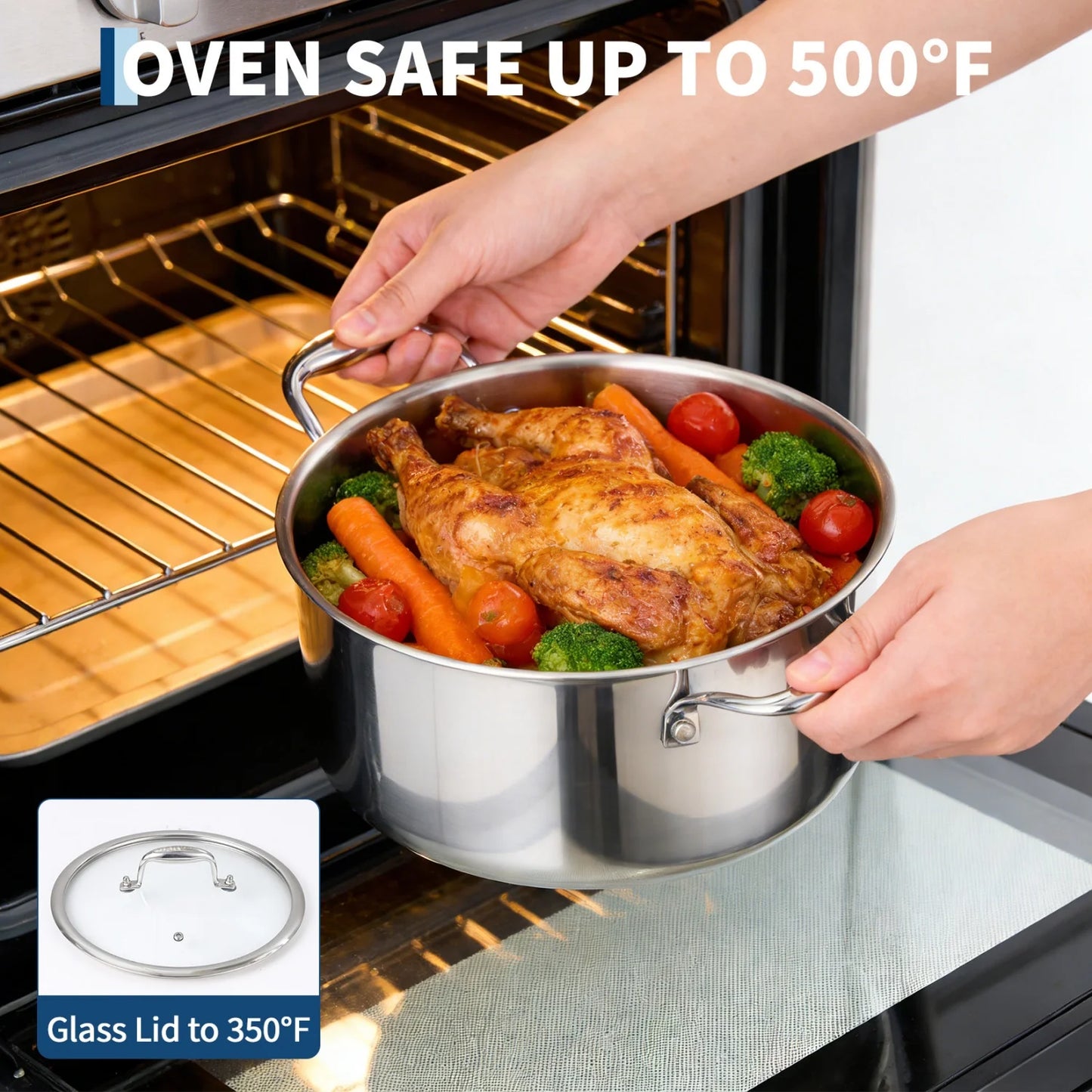 HiMISS 11-Piece 3-Ply Stainless Steel Cookware Set With Lids