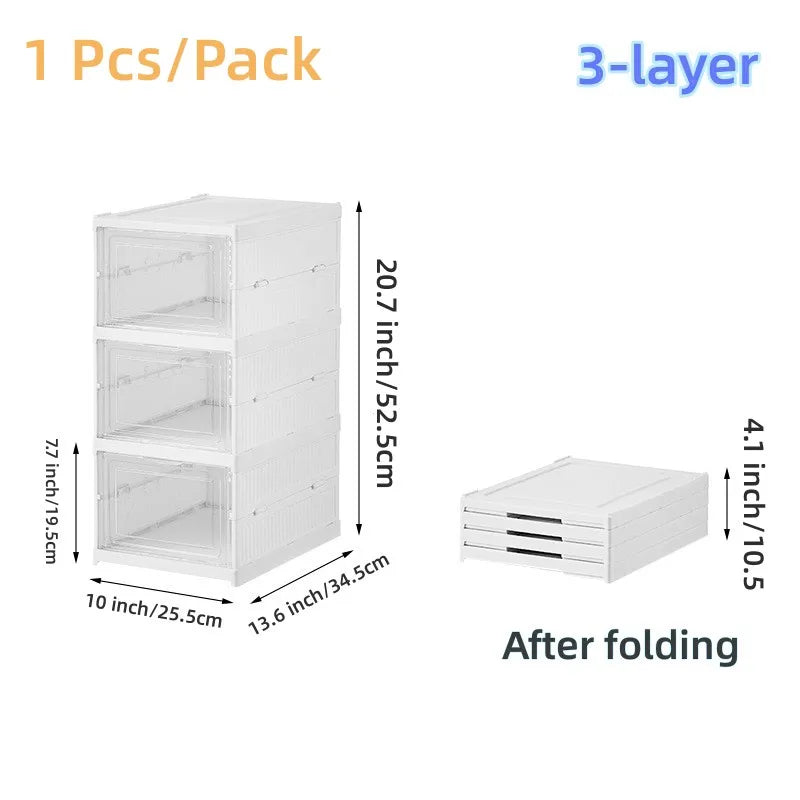 Six-Layer Foldable Transparent Shoes Box Storage Organizer