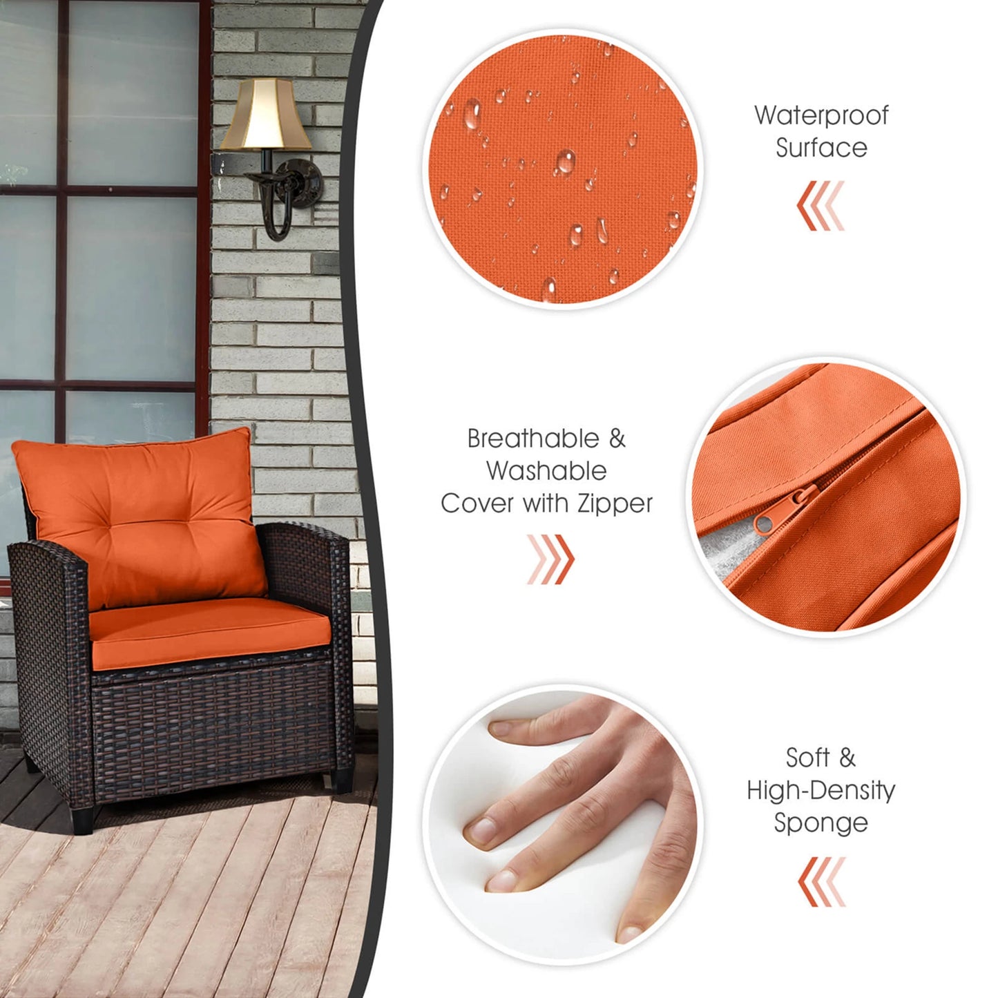 HOMASIS 3 Piece Outdoor Rattan Patio Set Cushioned Sofa