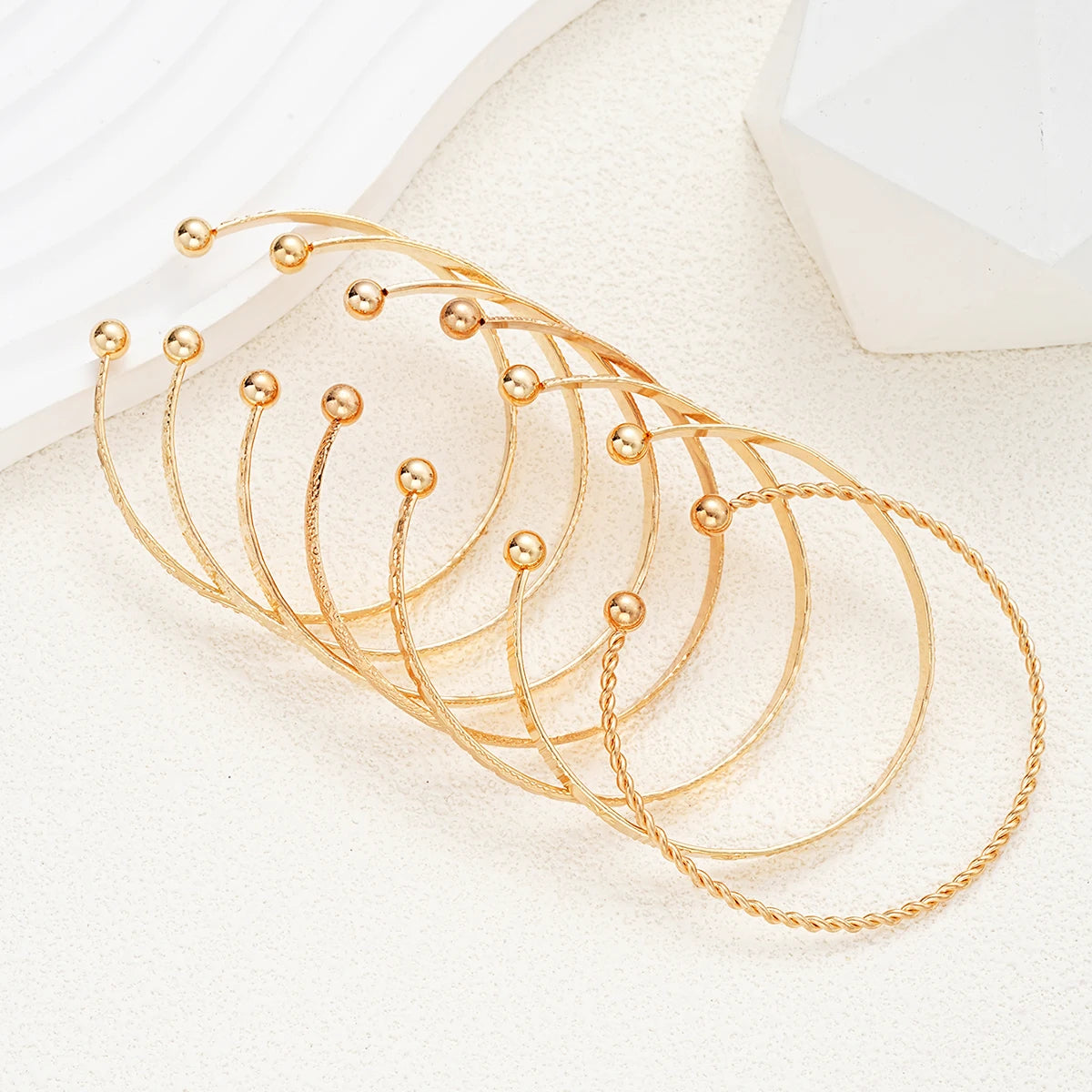 7Pcs Open Bangle Bracelet Set For Women Punk Gothic Jewelry