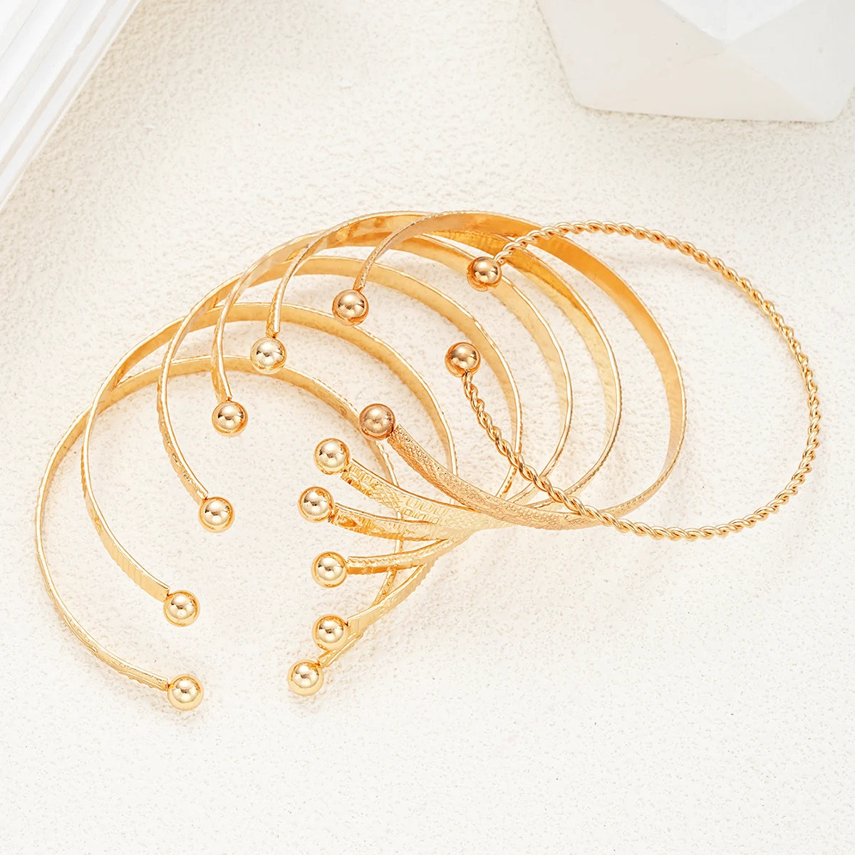 7Pcs Open Bangle Bracelet Set For Women Punk Gothic Jewelry