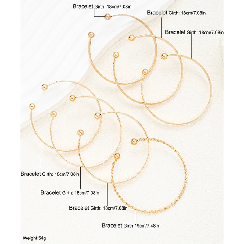 7Pcs Open Bangle Bracelet Set For Women Punk Gothic Jewelry