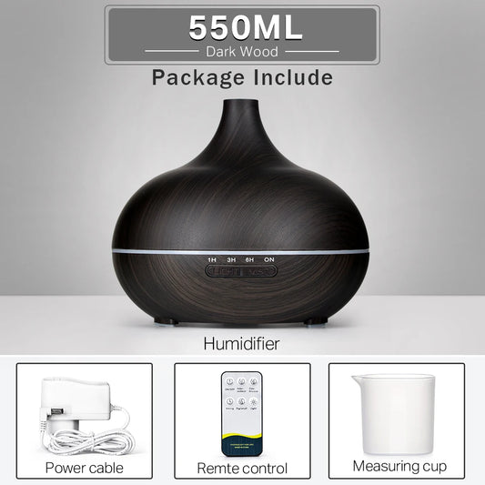 Aromatherapy Essential Oil Diffuser Wood Grain Ultrasonic Humidifier
