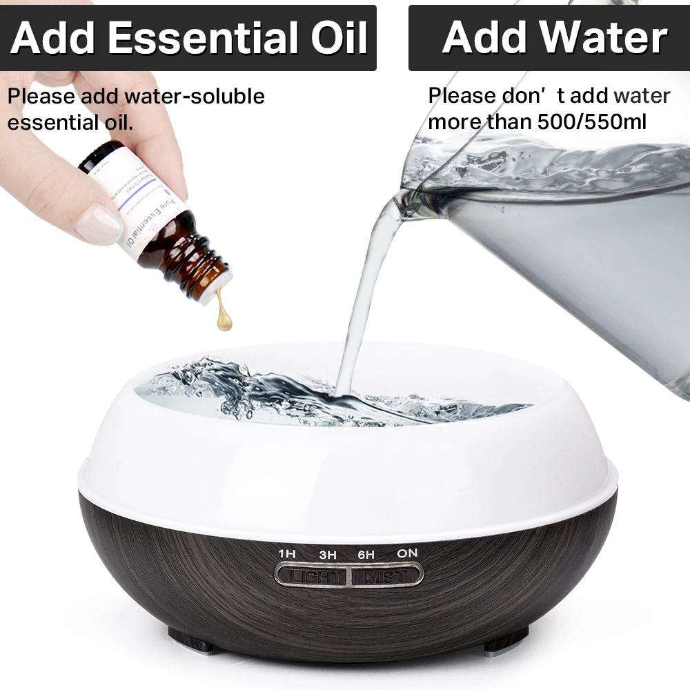 Aromatherapy Essential Oil Diffuser Wood Grain Ultrasonic Humidifier