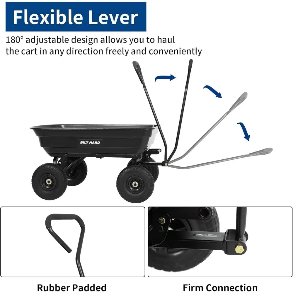 Yard Cart With No-Flat Tires And 180 Degree Handle