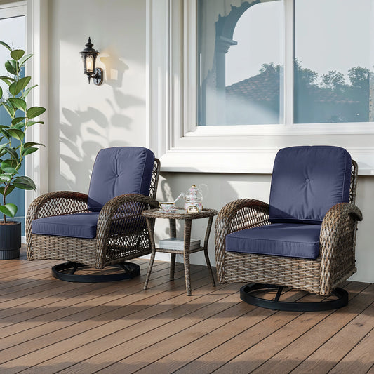 HOOMIC Outdoor Patio Furniture Set With Rotating Rocking Chairs Cushions
