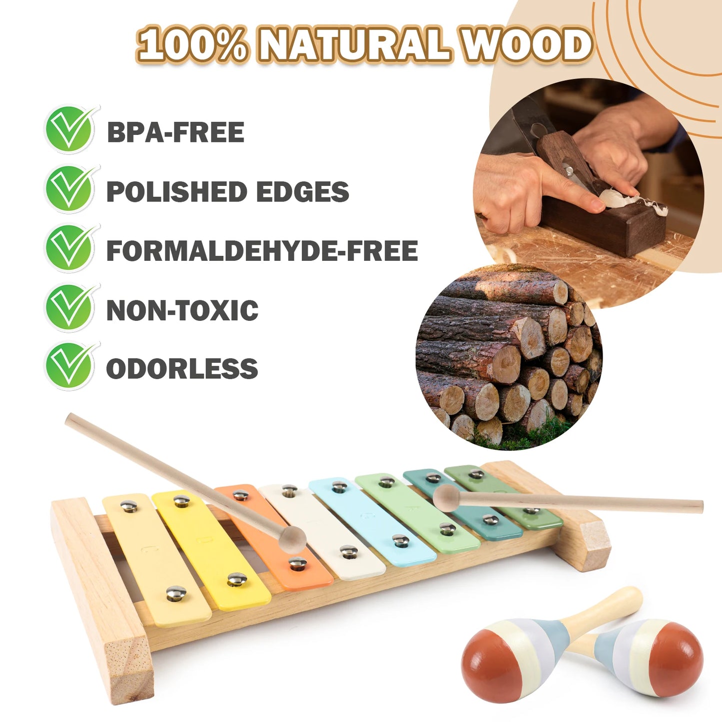 11 In 1 Toddler Wooden Musical Instruments Set For Kids