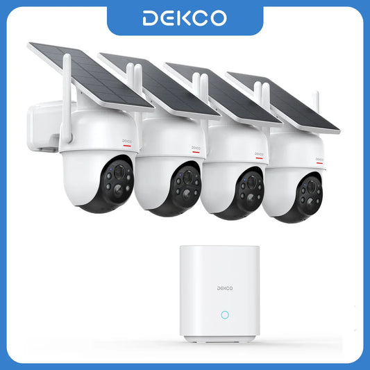 DEKCO 3MP Solar Camera System 4 Camera Kit Alexa PTZ