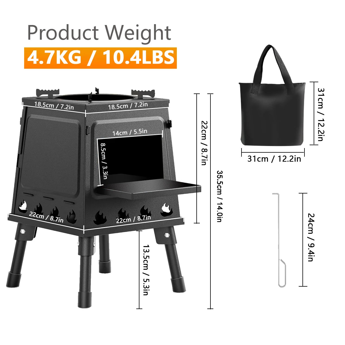 Wood Burning Camp Stove Portable Cast Iron For Camping