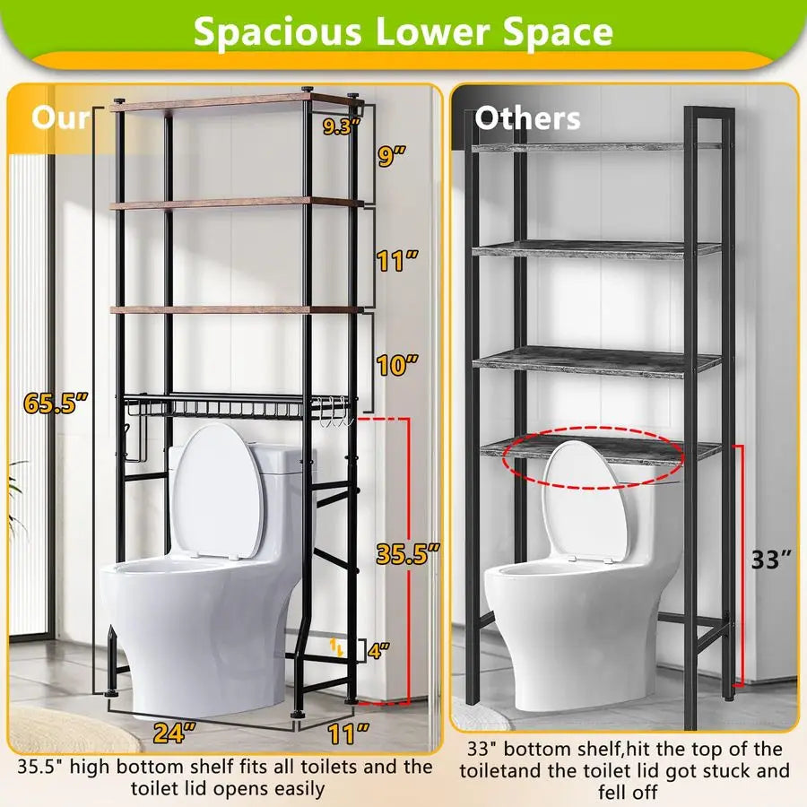 Over Toilet 4 Tier Storage Shelf Bathroom Organizer
