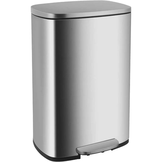 Brushed Stainless Steel Kitchen Trash Can With Lid