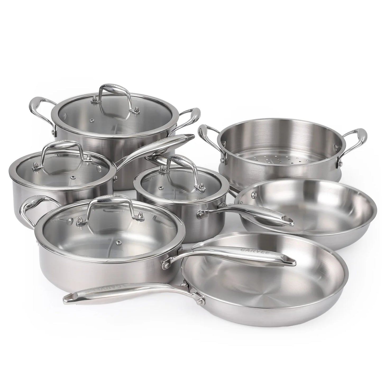 HiMISS 11-Piece 3-Ply Stainless Steel Cookware Set With Lids