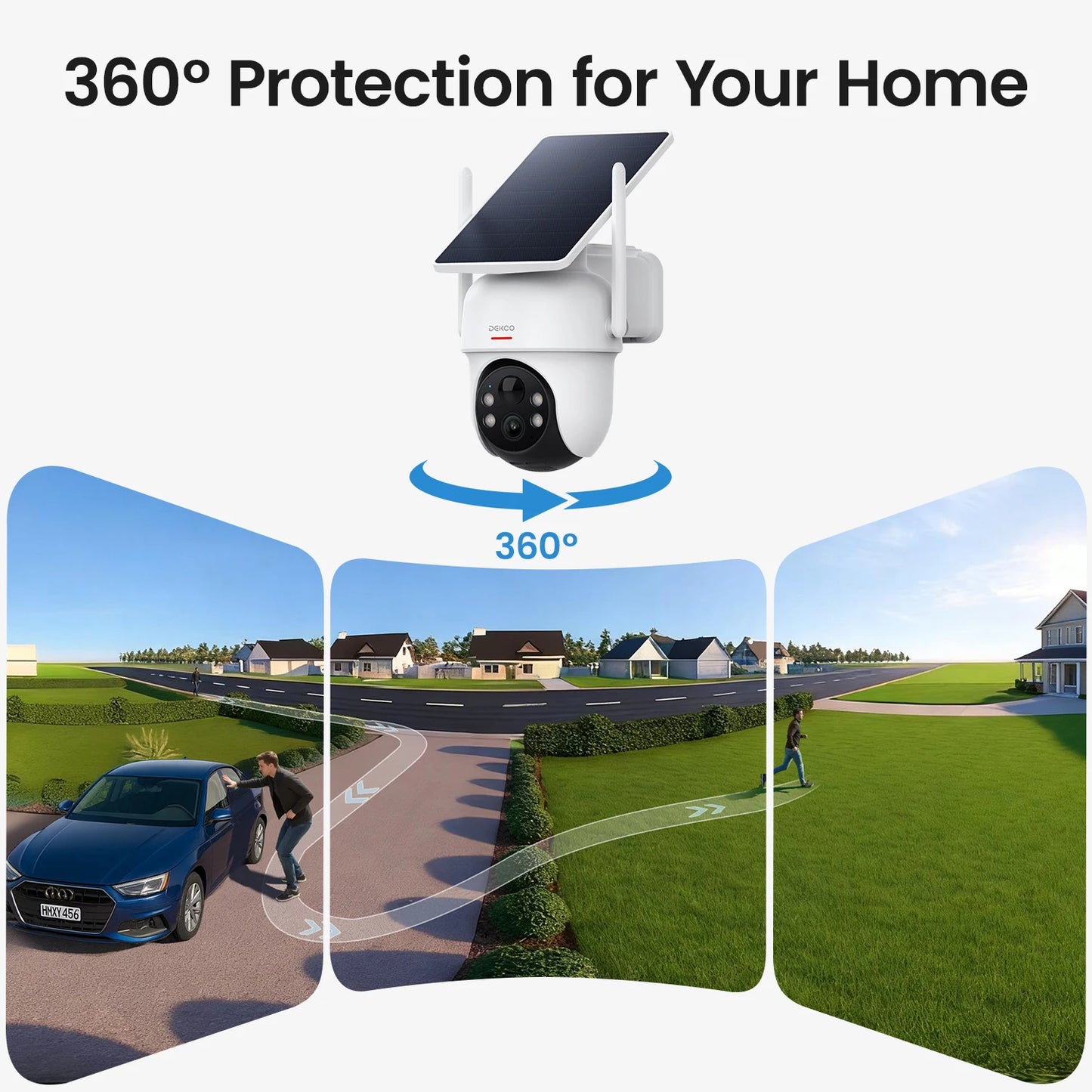 DEKCO 3MP Solar Camera System 4 Camera Kit Alexa PTZ