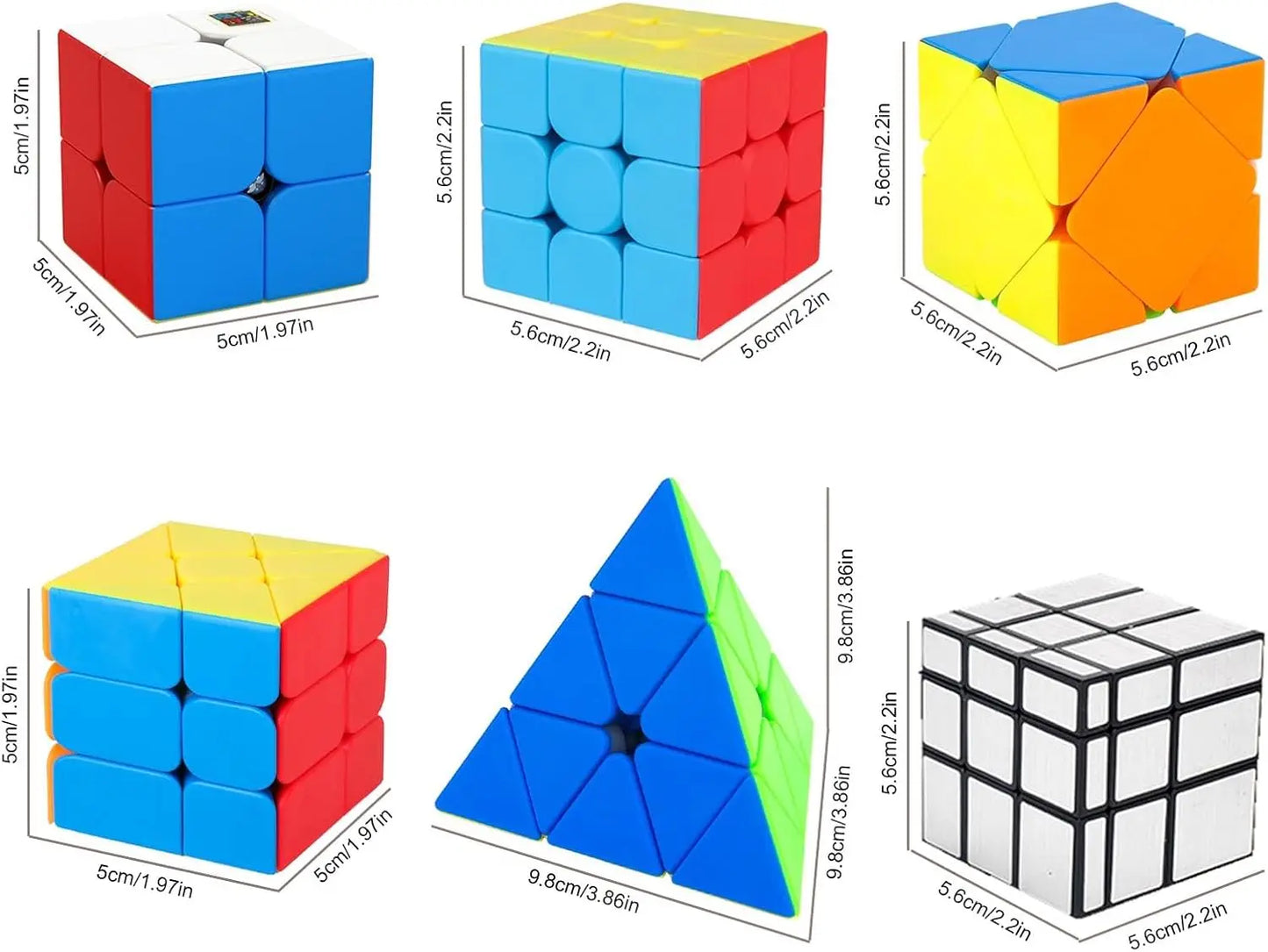 Speed Cube Set With Case 3x3 2x2 Pyramid Mirror Skew