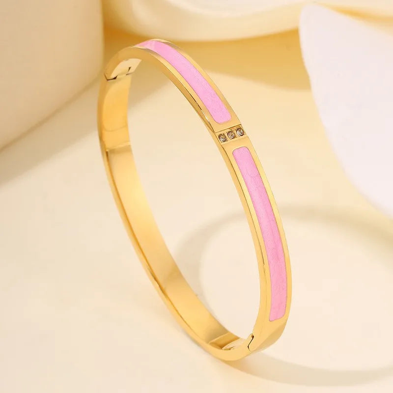 ZAKOL Sparkling Zirconia Inlaid Stainless Steel Stackable Bracelets for Women