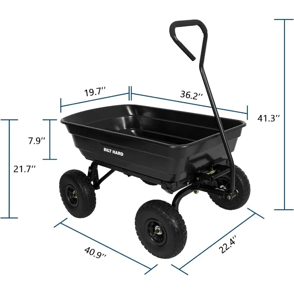 Dump Cart With 180Degree Handle 600Lb Heavy Duty Garden Cart