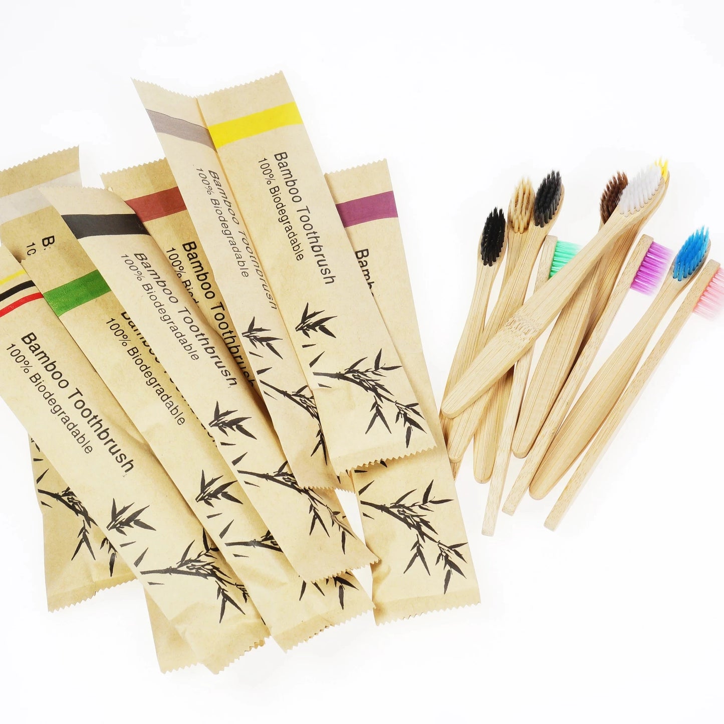 Bamboo Kids Toothbrushes Soft Bristles Eco Friendly 10 Pack
