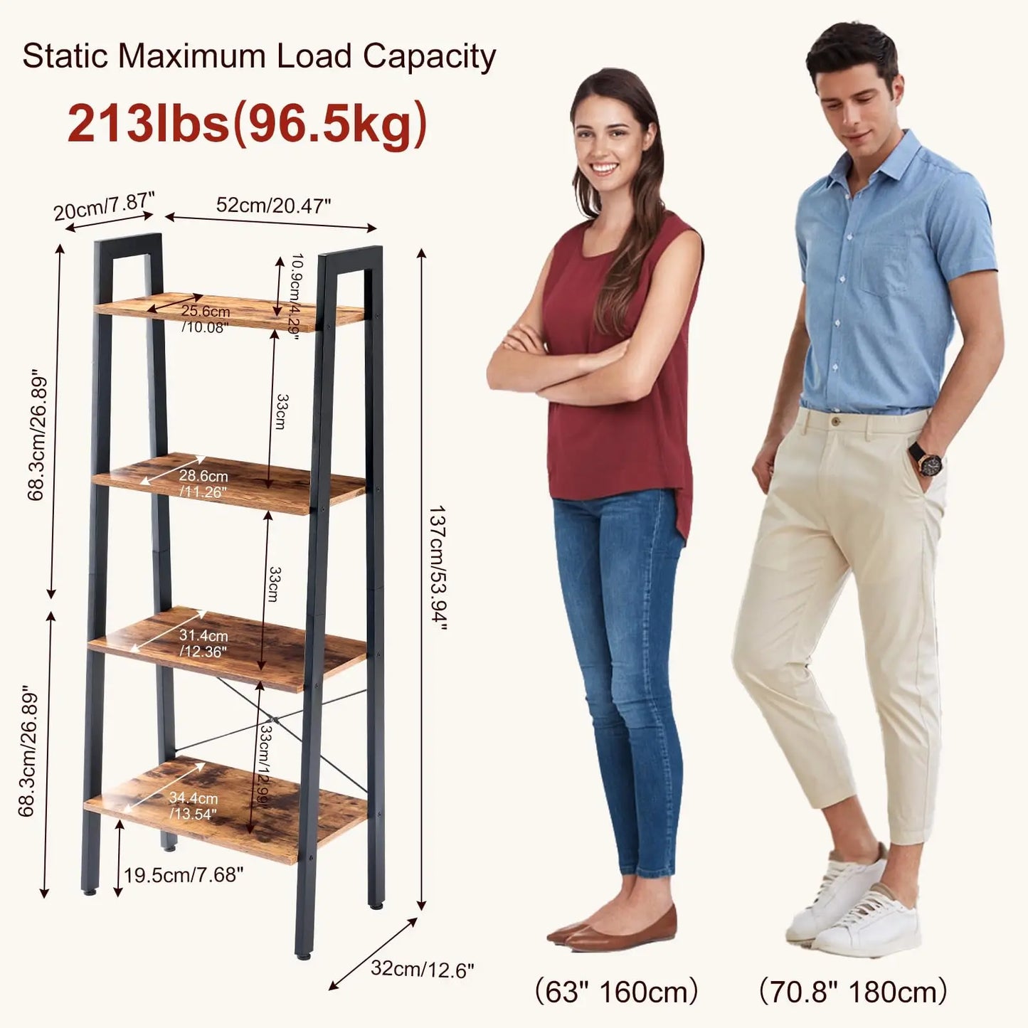 JHK 4-Tier Wood Display Bookshelf Storage Organizer For Living Room