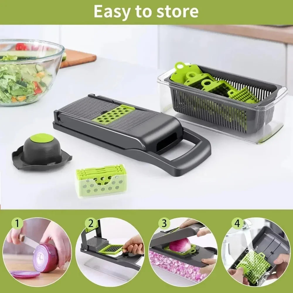 AEDG Multifunctional Vegetable Chopper 14 In 1 Slicer Dicer Grater