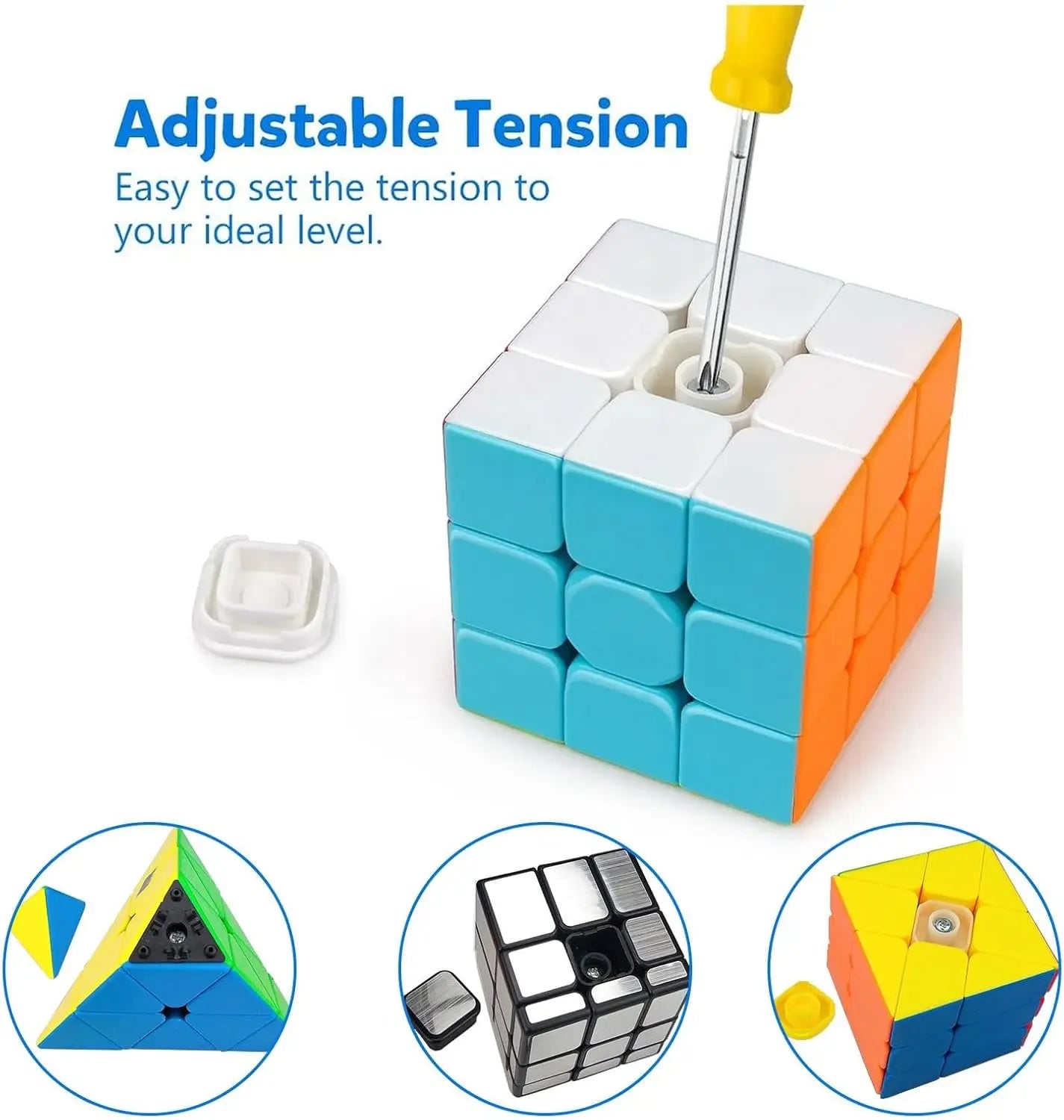 Speed Cube Set With Case 3x3 2x2 Pyramid Mirror Skew