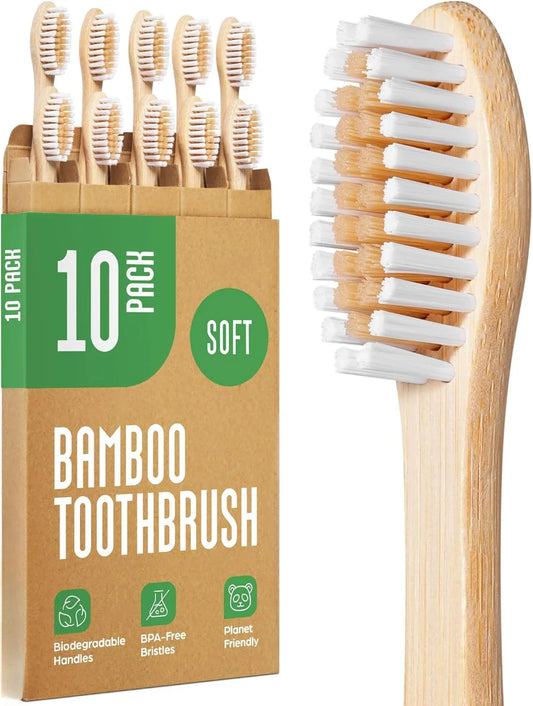 Biodegradable Bamboo Toothbrush Pack, Compostable Wooden Handle, Eco Friendly