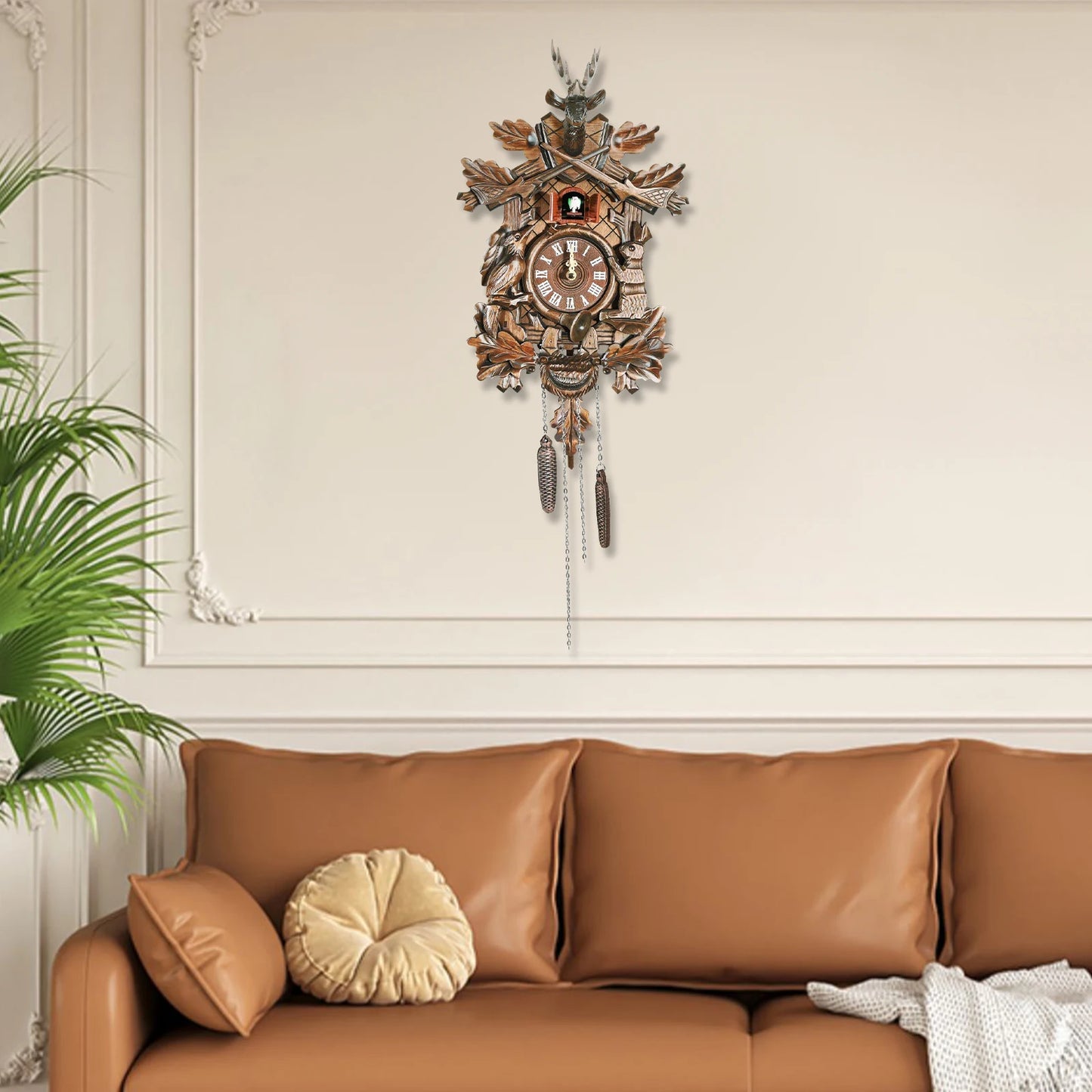 Nordic Forest Cuckoo Wall Clock Wooden Hanging Timepiece