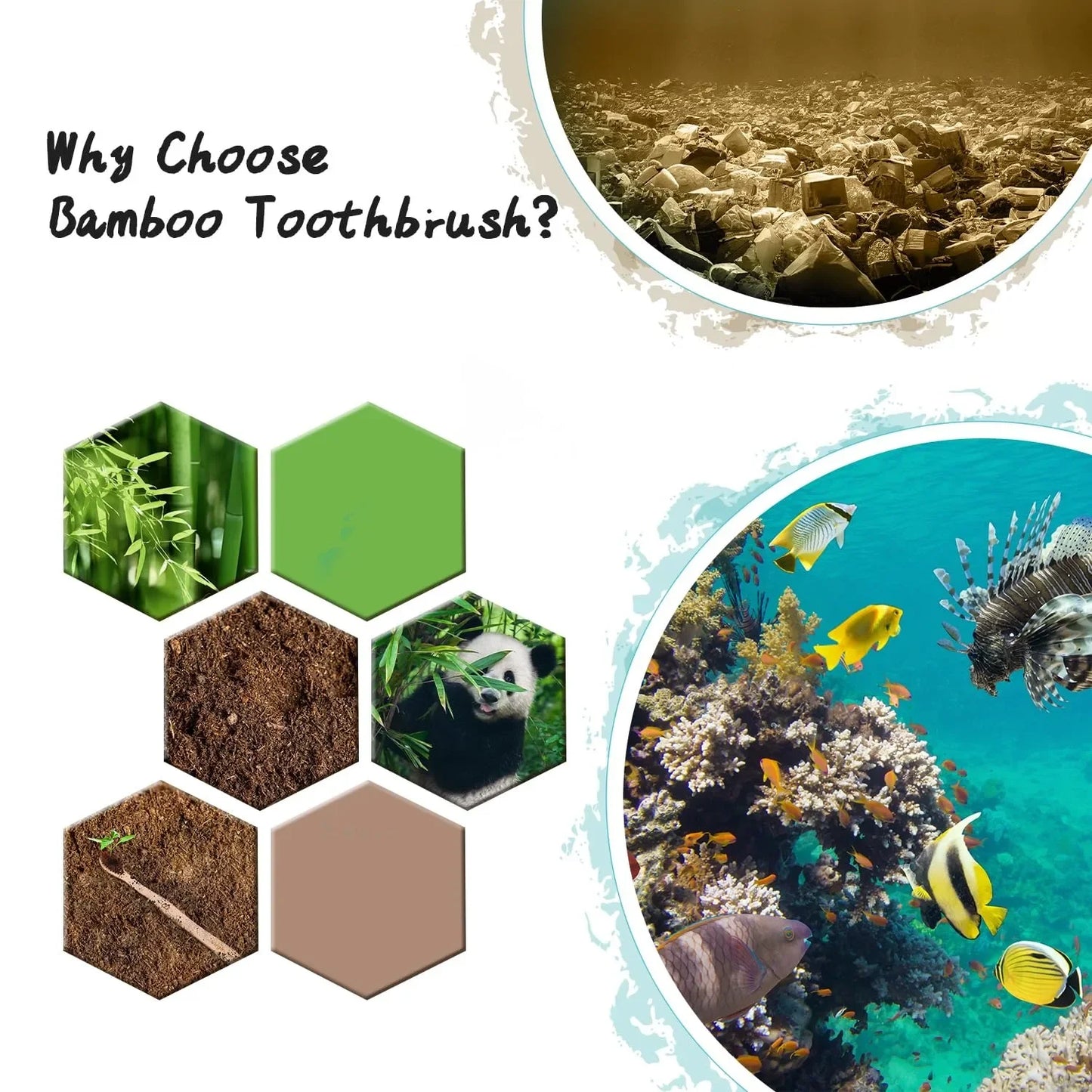 Bamboo Toothbrushes for Adults Soft Bristles Charcoal Infused