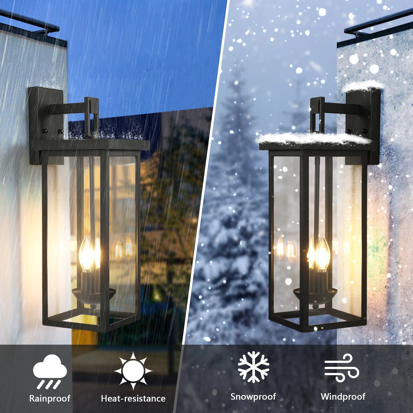 ARLGSITE Outdoor Wall Lantern With Dusk To Dawn Sensor Clear Glass Panels