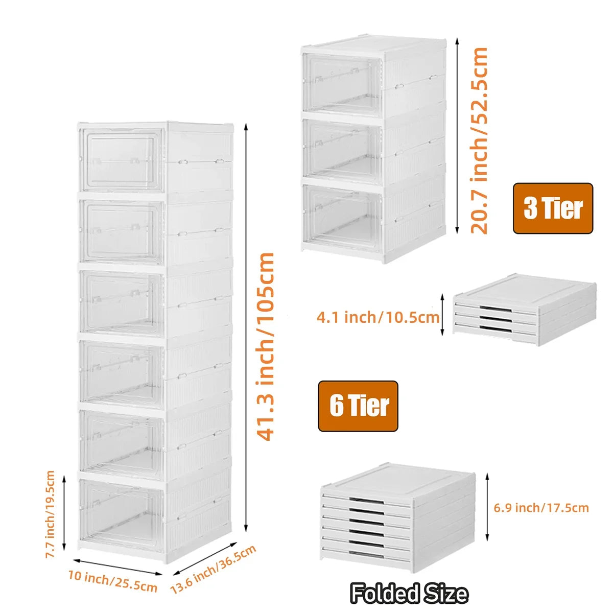 Six-Layer Foldable Transparent Shoes Box Storage Organizer