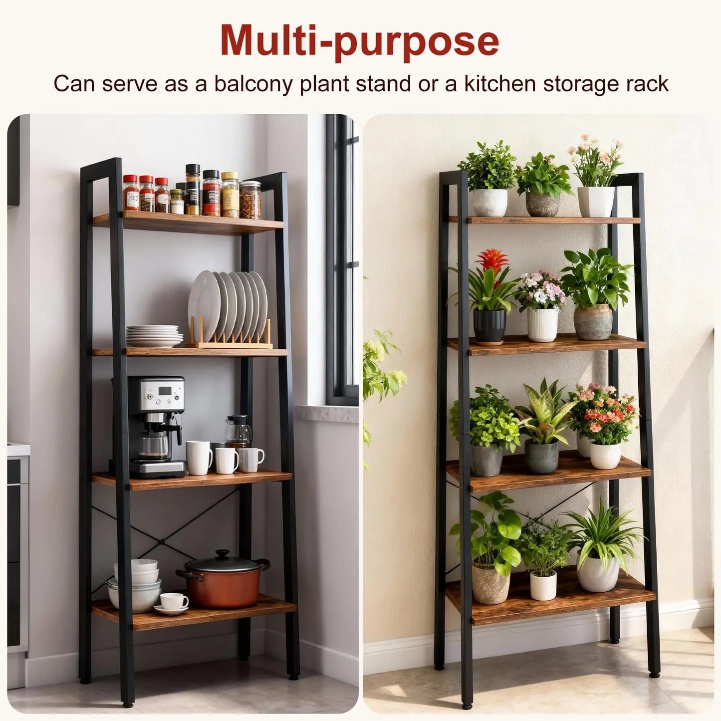 JHK 4-Tier Wood Display Bookshelf Storage Organizer For Living Room