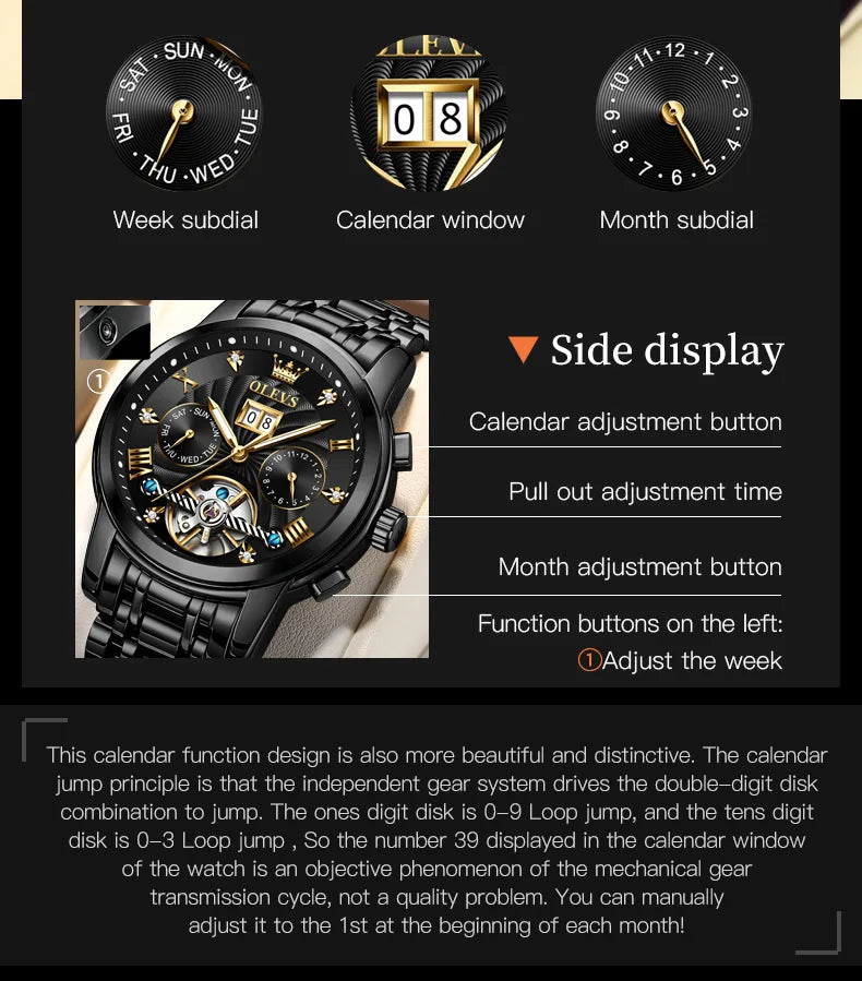 OLEVS Classic Tourbillon Automatic Men's Wristwatch