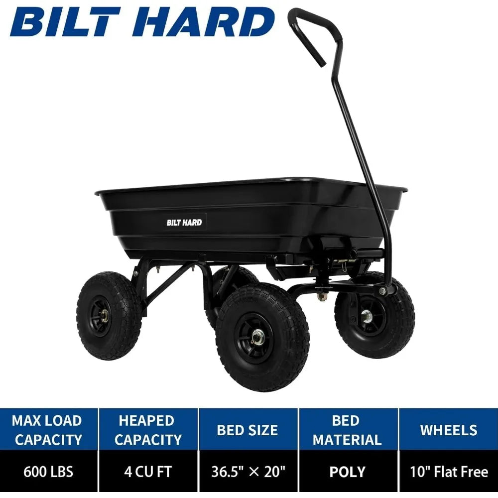 BILT HARD 600 Lb Yard Dump Cart With Rotating Handle