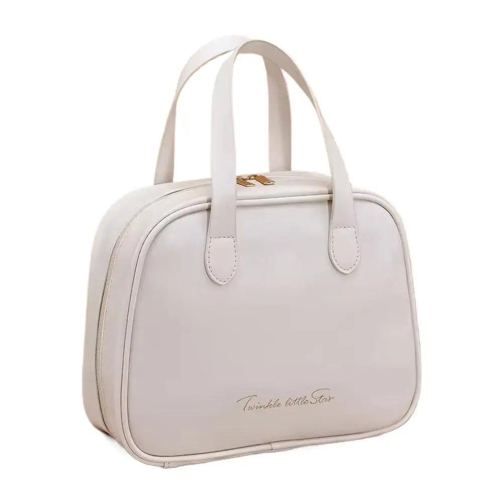 Large Capacity Makeup Case With Stylish Handle, Travel Cosmetic Bag