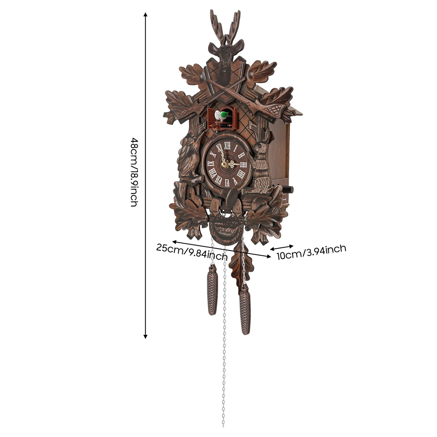 Nordic Forest Cuckoo Wall Clock Wooden Hanging Timepiece
