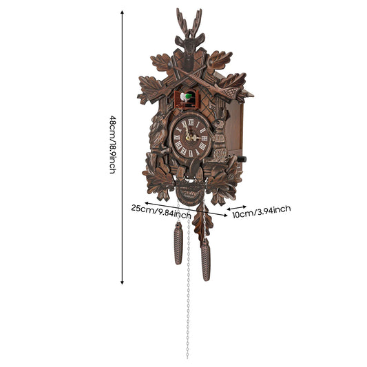Nordic Forest Cuckoo Wall Clock Wooden Hanging Timepiece