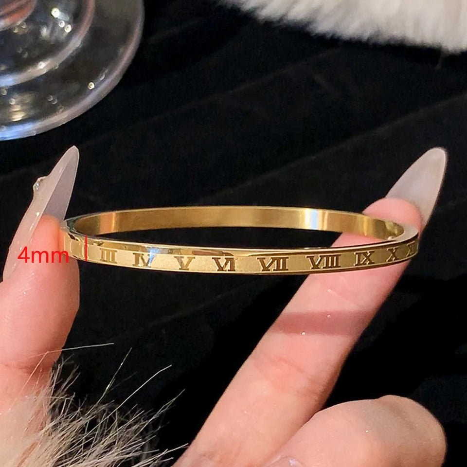 ZAKOL Sparkling Zirconia Inlaid Stainless Steel Stackable Bracelets for Women