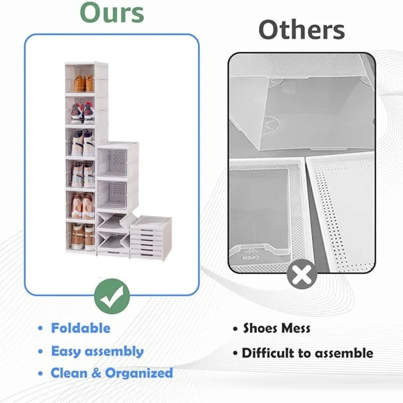 Six-Layer Foldable Transparent Shoes Box Storage Organizer