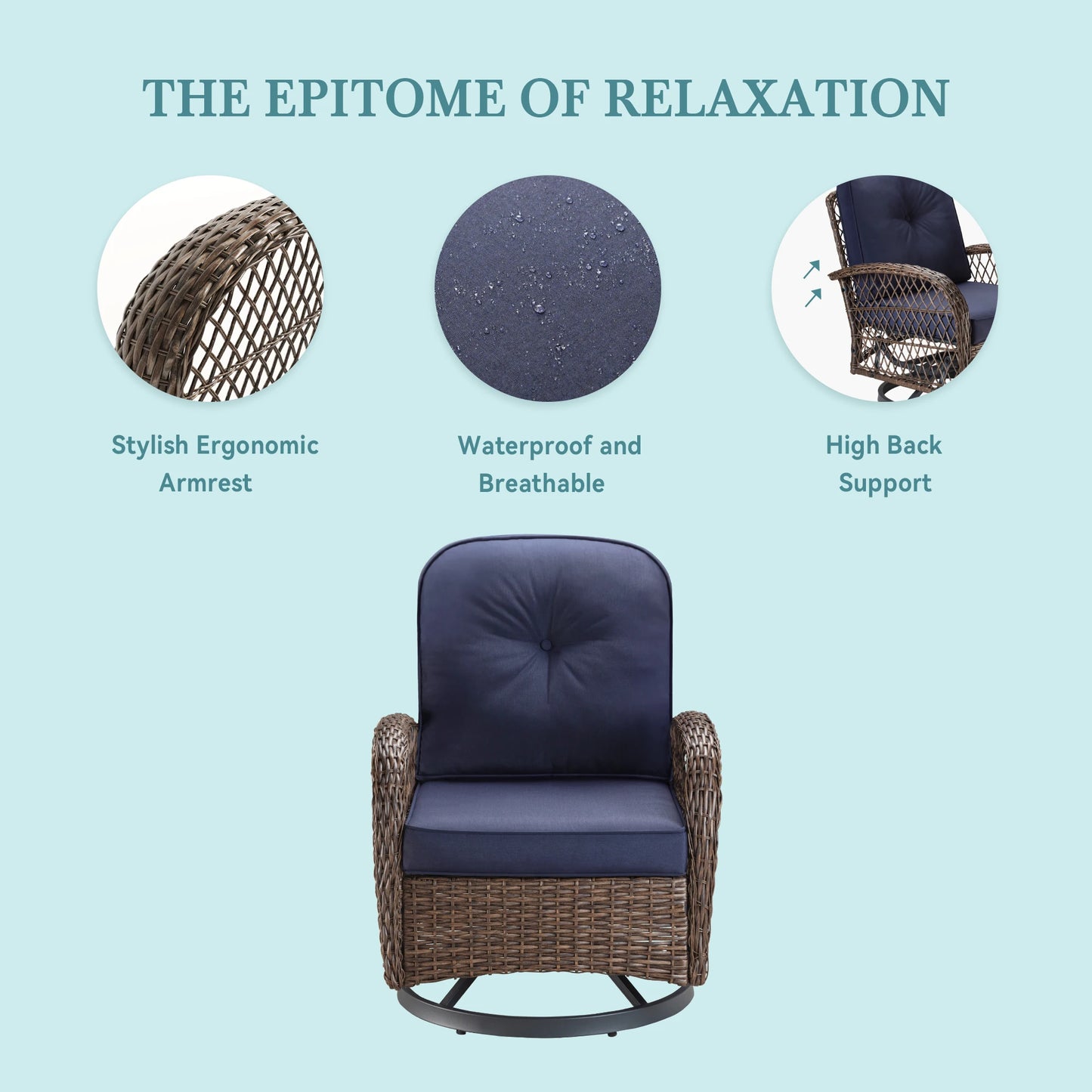 HOOMIC Outdoor Patio Furniture Set With Rotating Rocking Chairs Cushions
