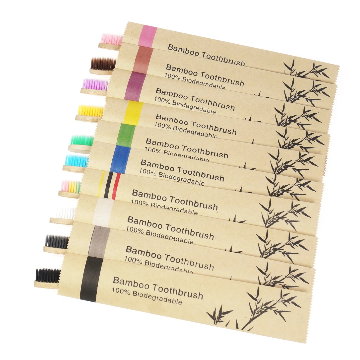 Bamboo Kids Toothbrushes Soft Bristles Eco Friendly 10 Pack