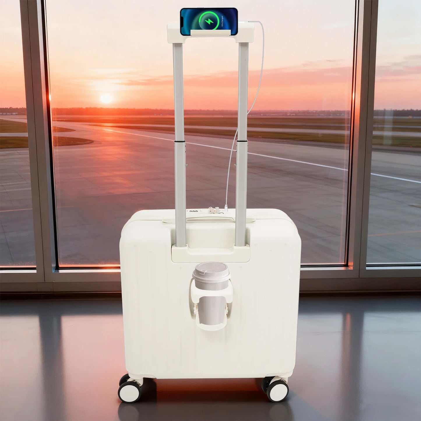 18 Inch Boarding Rolling Suitcase With Front Compartment Luggage