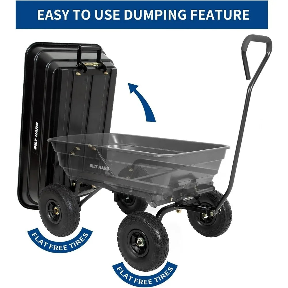 Yard Cart With No-Flat Tires And 180 Degree Handle