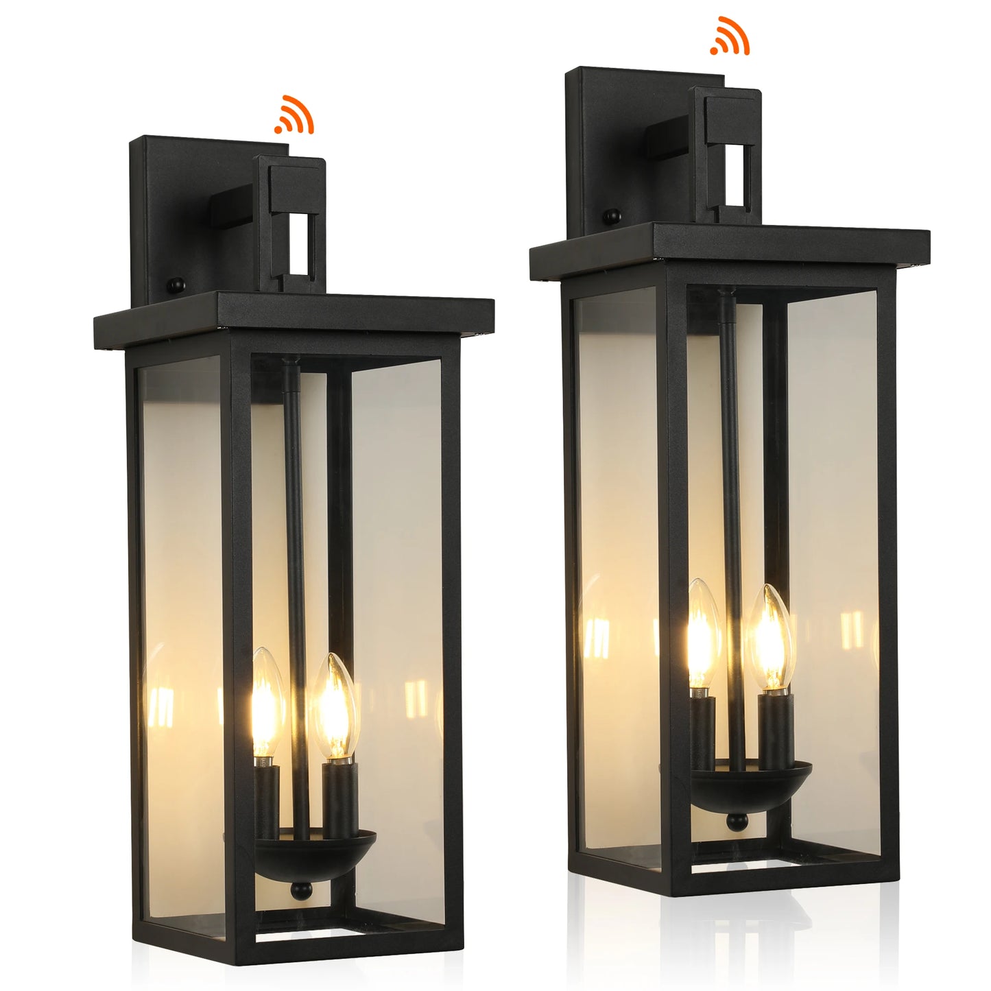 ARLGSITE Outdoor Wall Lantern With Dusk To Dawn Sensor Clear Glass Panels
