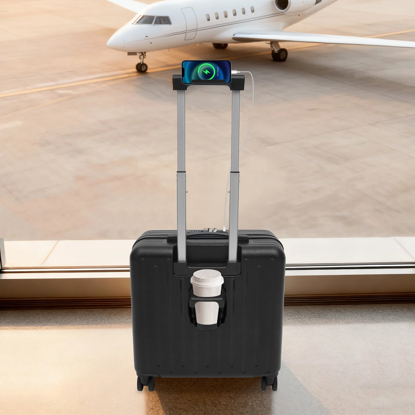 18 Inch Boarding Rolling Suitcase With Front Compartment Luggage