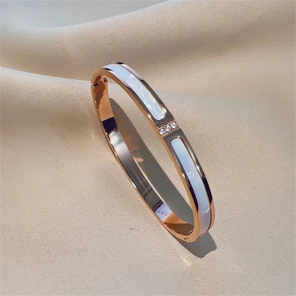 ZAKOL Sparkling Zirconia Inlaid Stainless Steel Stackable Bracelets for Women