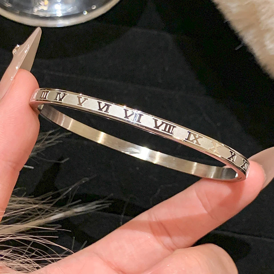 ZAKOL Sparkling Zirconia Inlaid Stainless Steel Stackable Bracelets for Women