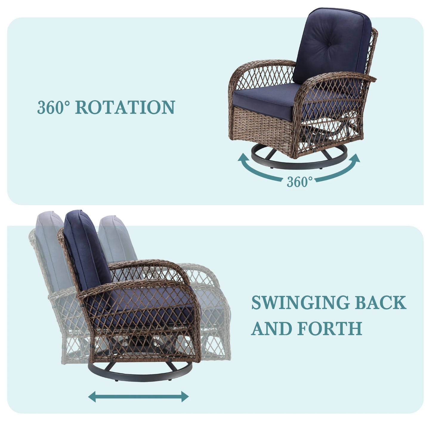HOOMIC Outdoor Patio Furniture Set With Rotating Rocking Chairs Cushions