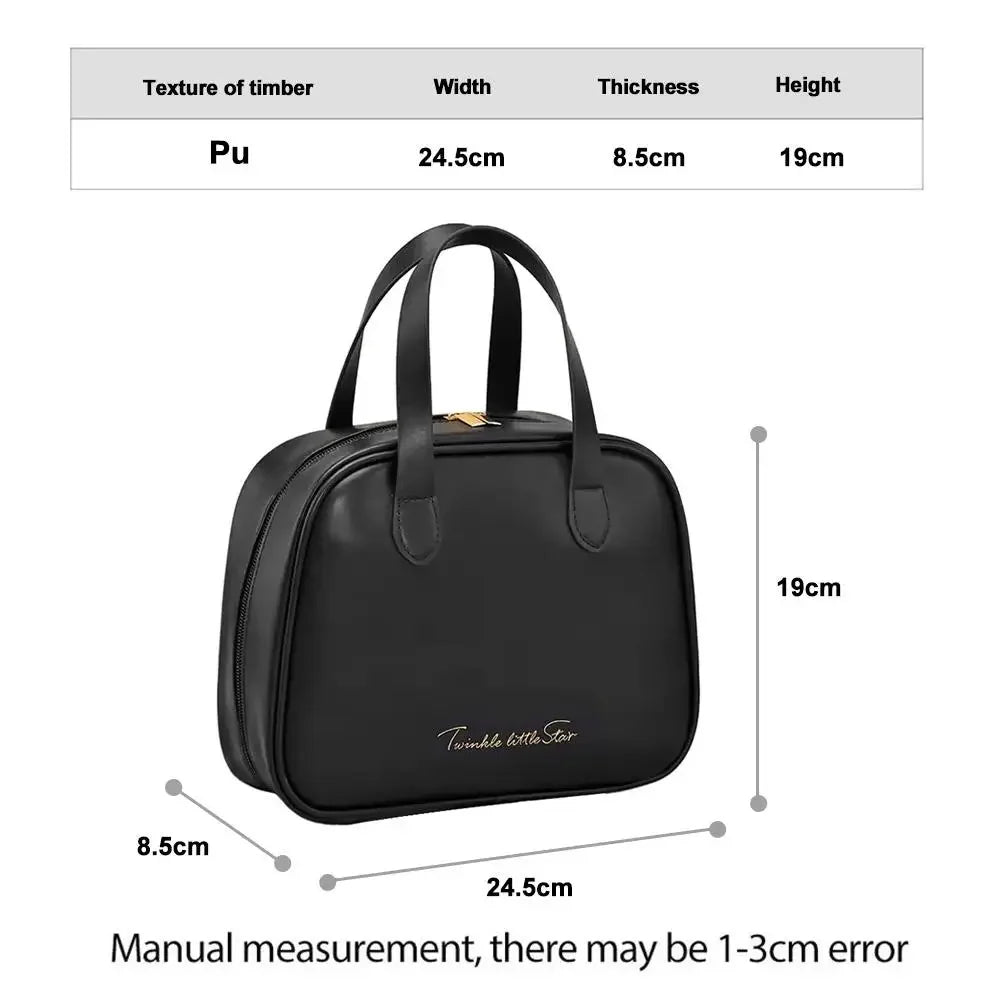 Large Capacity Makeup Case With Stylish Handle, Travel Cosmetic Bag