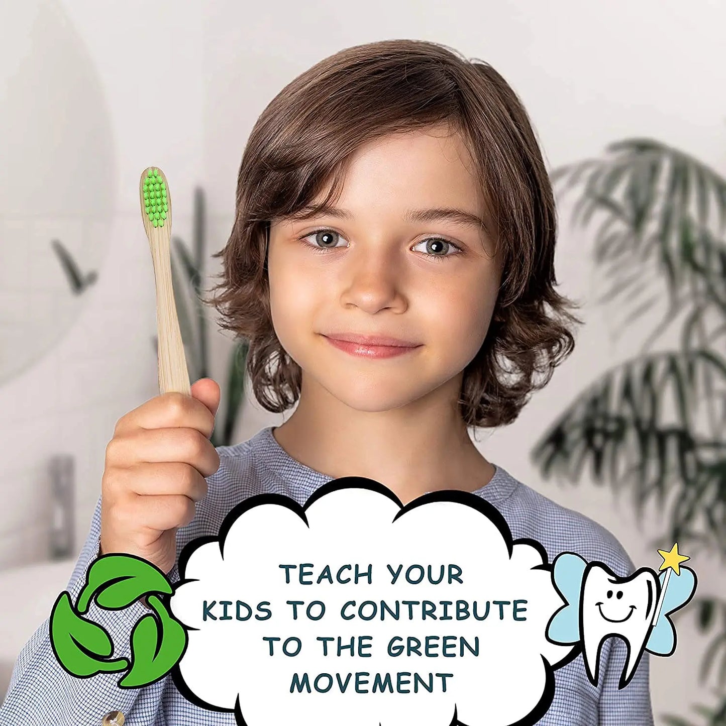 Bamboo Kids Toothbrushes Soft Bristles Eco Friendly 10 Pack