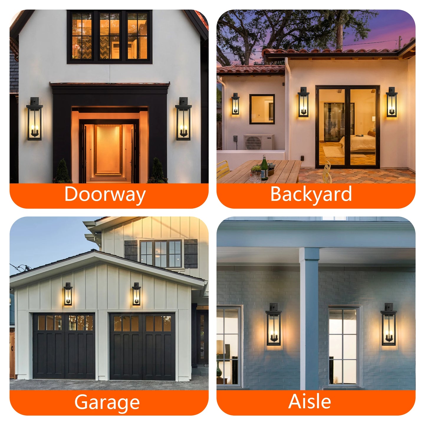 ARLGSITE Outdoor Wall Lantern With Dusk To Dawn Sensor Clear Glass Panels